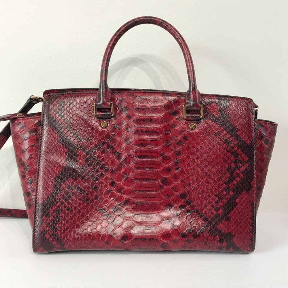 Michael Michael Kors Red Python Embossed Leather … - image 5